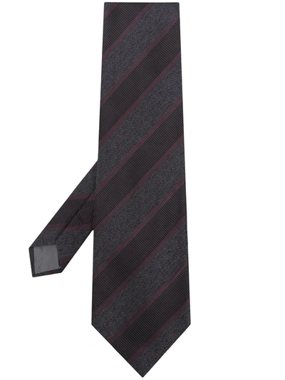 Pre-owned Gianfranco Ferre 1990s Diagonal Stripe Tie In Black