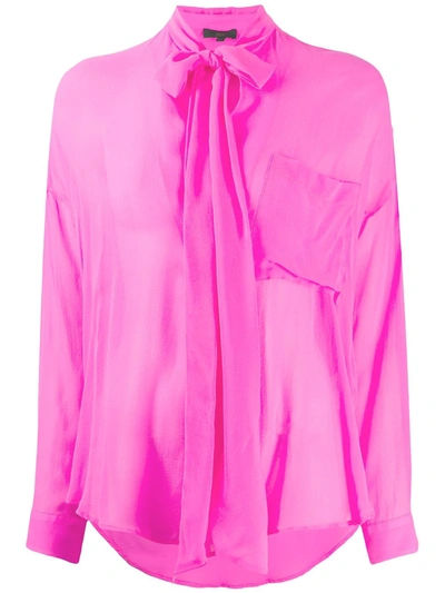 Jejia Semi-sheer Pussybow Shirt In Pink