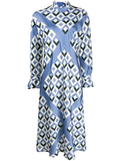 Jejia Geometric Print Midi Dress In Blue