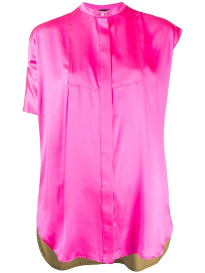 Jejia Asymmetric Mandarin Collar Shirt In Pink