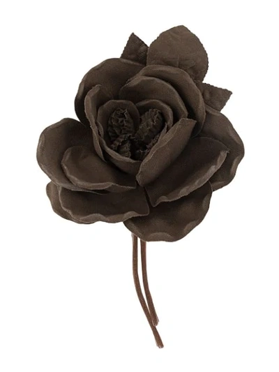 P.a.r.o.s.h Flower Brooch In Brown