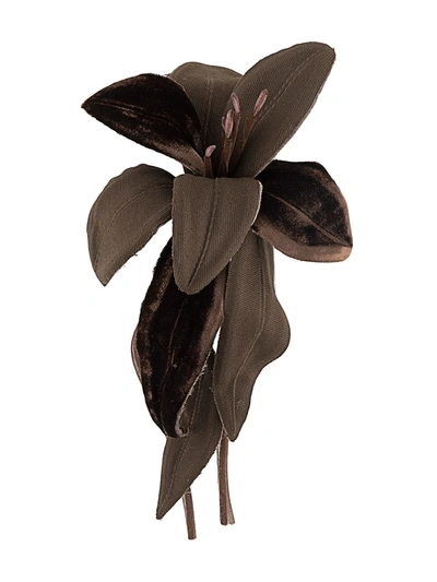 P.a.r.o.s.h Flower Brooch In Brown