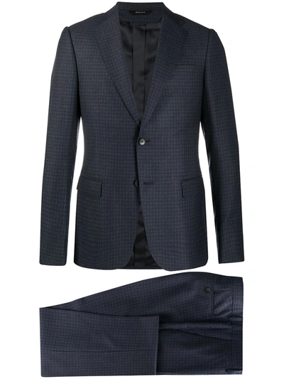 Z Zegna Checked Two-piece Suit In Blue