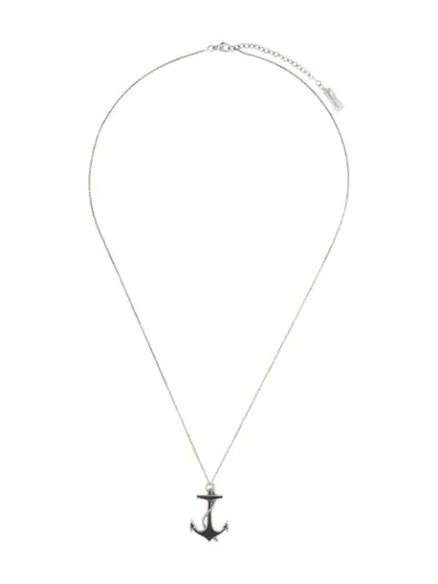Saint Laurent Anchor Charm Necklace In Silver