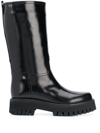 Casadei Mid-calf Platform Boots In Black