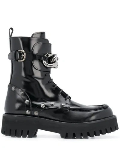 Casadei Chain Embellished Platform Boots In Black