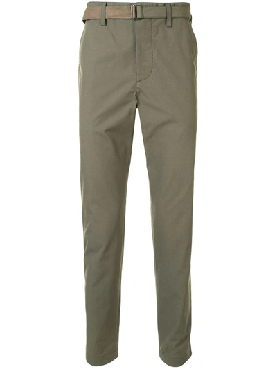 Sacai High-waisted Slim Fit Chino Trousers In Green