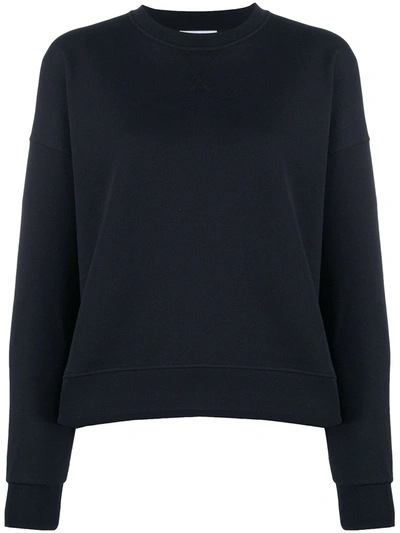 Ganni Relaxed-fit Crew-neck Sweatshirt In Blue