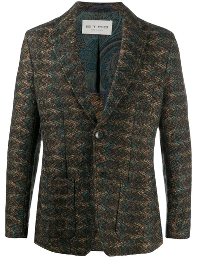 Etro Zigzag-patterned Blazer In Brown