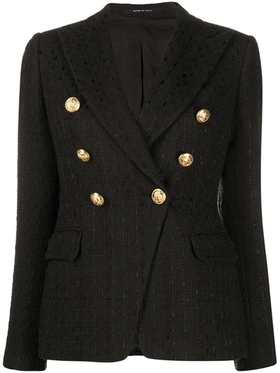 Tagliatore Alicya Double-breasted Wool-blend Blazer In Nero