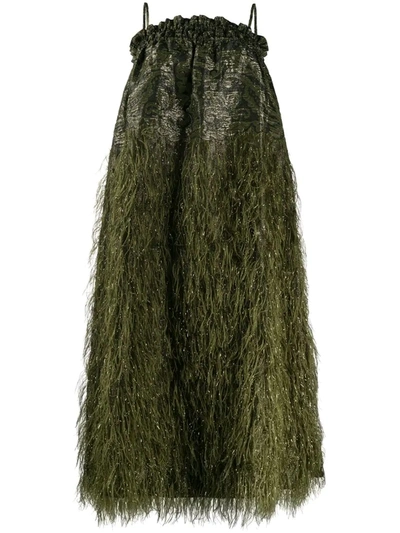 Ganni Feathery Cotton Sleeveless Dress In Kalamata