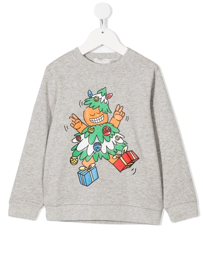 Stella Mccartney Teen Christmas Tree Man-print Sweatshirt In Grey