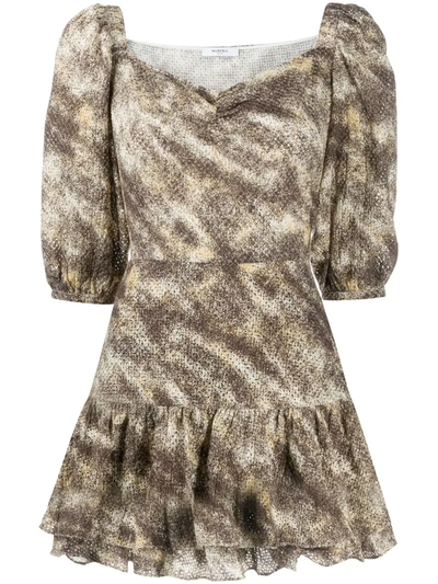 Marysia Textured Abstract-print Dress In Brown