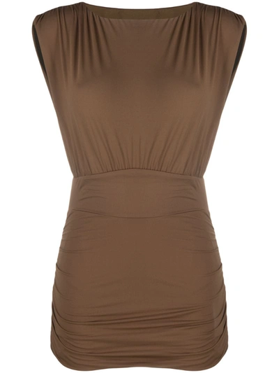 Marysia Stretch-jersey Fitted Dress In Brown