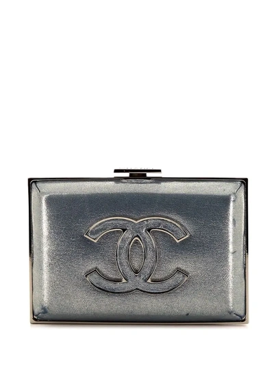 Pre-owned Chanel 2012 Editions Limitées Cc Logo Clutch In Silver