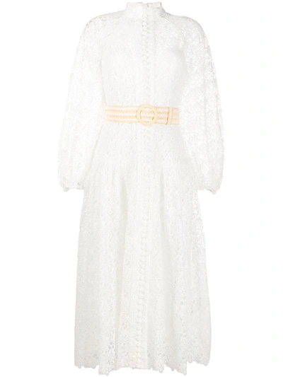 Zimmermann Sheer Lace Shirt Dress In White