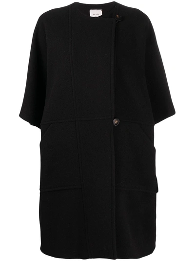 Alysi Off-centre Button Coat In Black