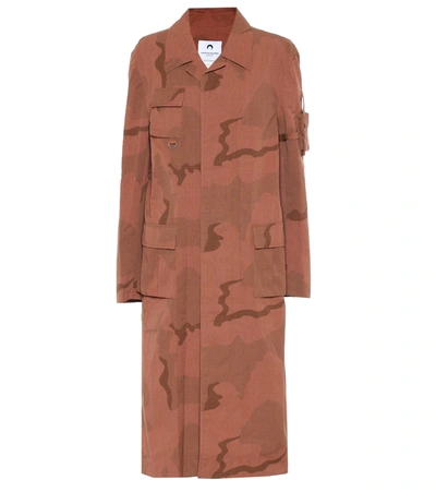 Marine Serre Camouflage Print Long Coat In Red