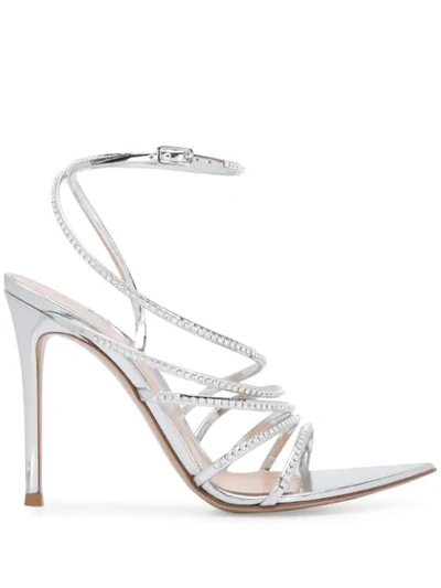 Gianvito Rossi Crystal-embellished Strap Sandals In Silver