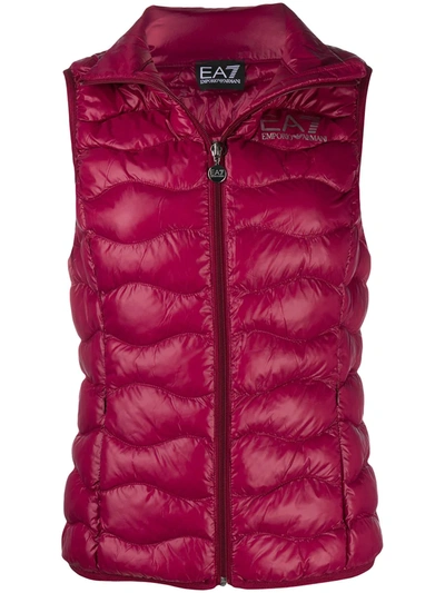 Ea7 Logo Print Padded Waistcoat In Purple