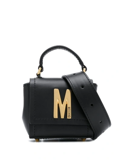 Moschino Micro Calfskin Bag M In Black