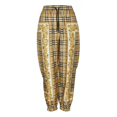 Pre-owned Burberry Beige Silk Trousers