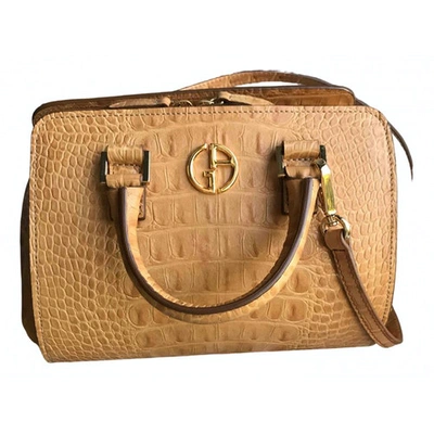 Pre-owned Giorgio Armani Leather Handbag In Camel
