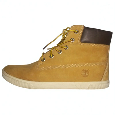 Pre-owned Timberland Camel Faux Fur Trainers