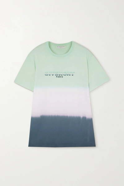 Givenchy Embroidered Dégradé Cotton-jersey T-shirt In Mint