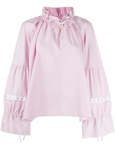 Marques' Almeida Eyelet-embellished Organic Cotton-poplin Blouse In Pink