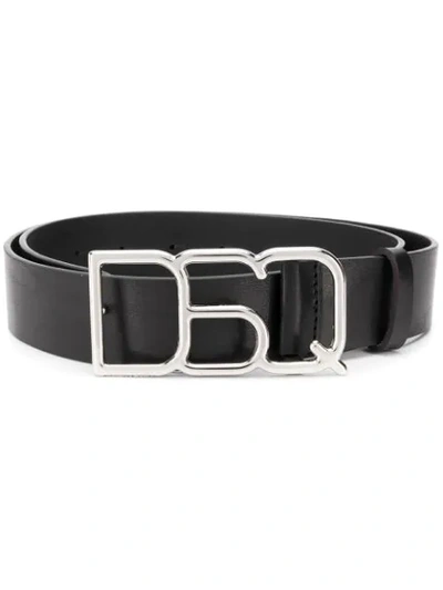 Dsquared2 Kids' Logo-plaque Leather Belt In Black