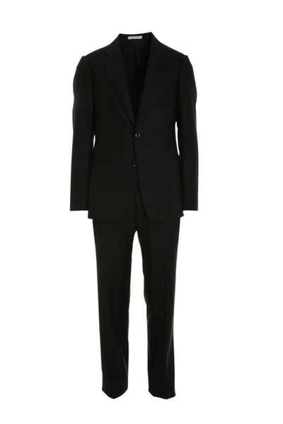 Armani Collezioni Trend Black Pinstripe Suit Super 150s In Multi