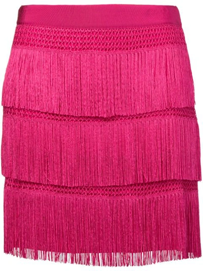 Alberta Ferretti Charleston Style Fringed Mini Skirt J01251616217 In Pink