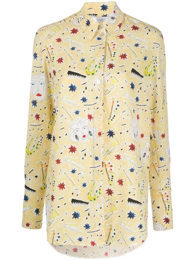 Victoria Victoria Beckham Victoria Beckham Button Front Jazz Print Shirt Colour: Multi Coloured In Yellow