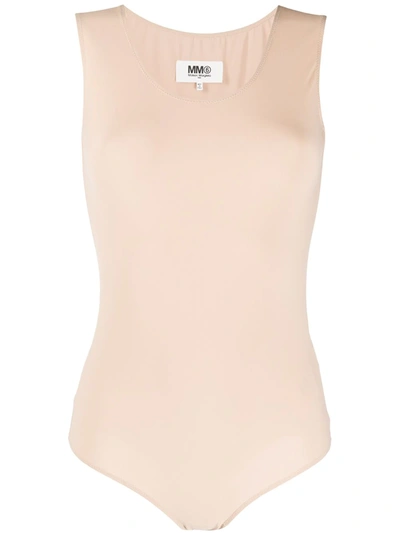 Mm6 Maison Margiela Slim-fit Bodysuit In Neutrals