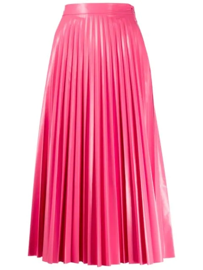 Mm6 Maison Margiela Glossy-effect Pleated Midi Skirt In Pink