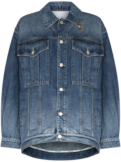 Givenchy Oversized Denim Jacket W/ Chain Collar In 420-medium