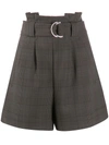 Ganni Checked Suiting Shorts Colour: Green