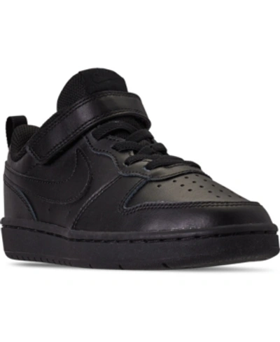 Nike Little Kids Court Borough Low 2 Stay-put Closure Casual Sneakers From Finish Line In Black/black/black