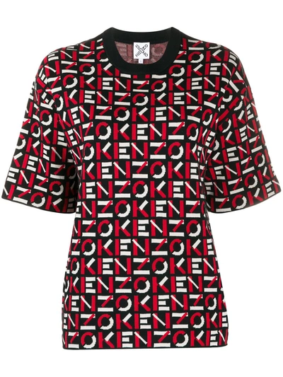 Kenzo Monogram Knit Top In Black,red,white