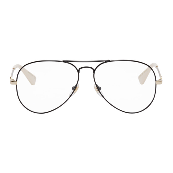 gucci black and gold aviator sunglasses