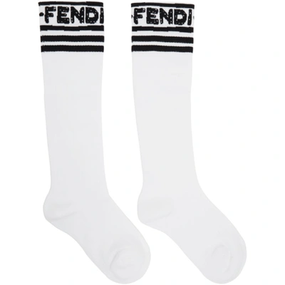 Fendi Black And White Joshua Vides Edition Terry Socks In F05wl Wh/bk