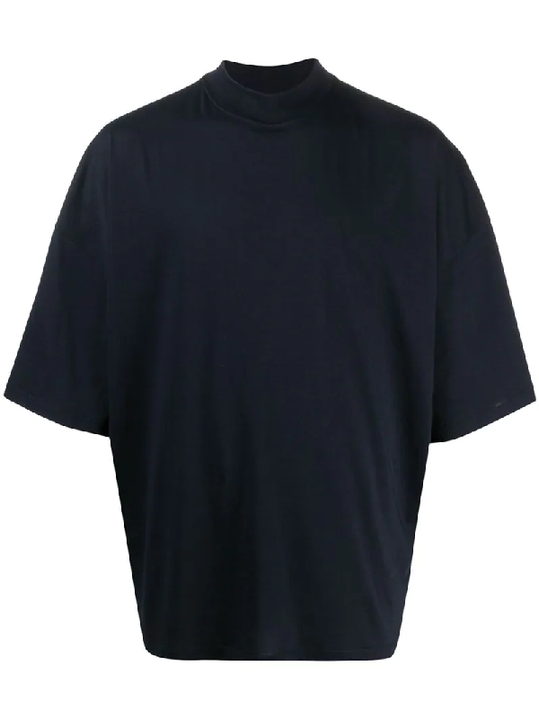 Download Jil Sander Mock Neck Cotton T-shirt In Blue | ModeSens