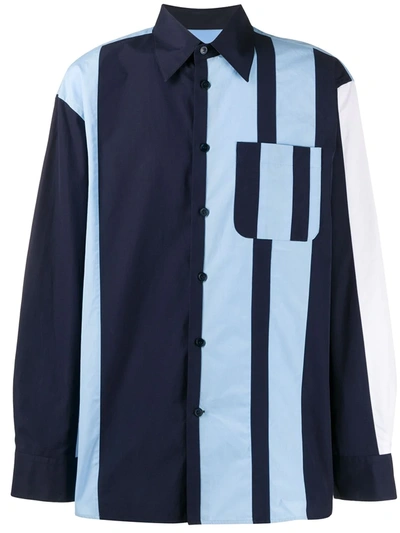 Marni Block Striped Shirt In Blue