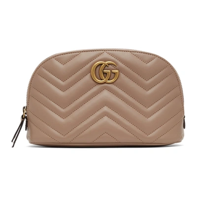 Gucci Beige Gg Marmont Makeup Bag In 5729 Porcel