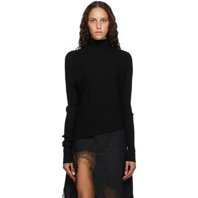 Marques' Almeida Asymmetric Roll-neck Merino-wool Sweater In Black