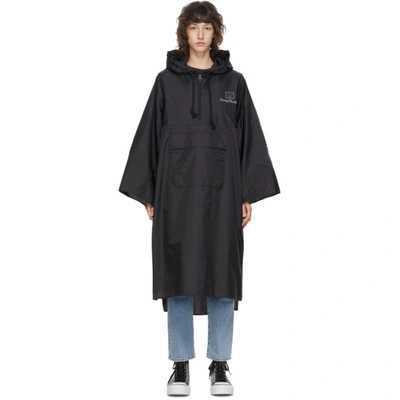 Acne Studios Reflective Face Motif Poncho Black In 900 Black