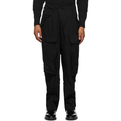 Julius Cropped Cargo Trousers In Black
