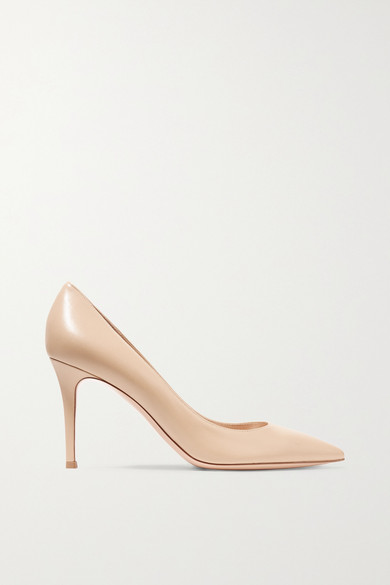 cream leather pumps