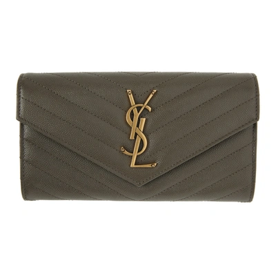 Saint Laurent Grey Envelope Wallet In 1011 Grey